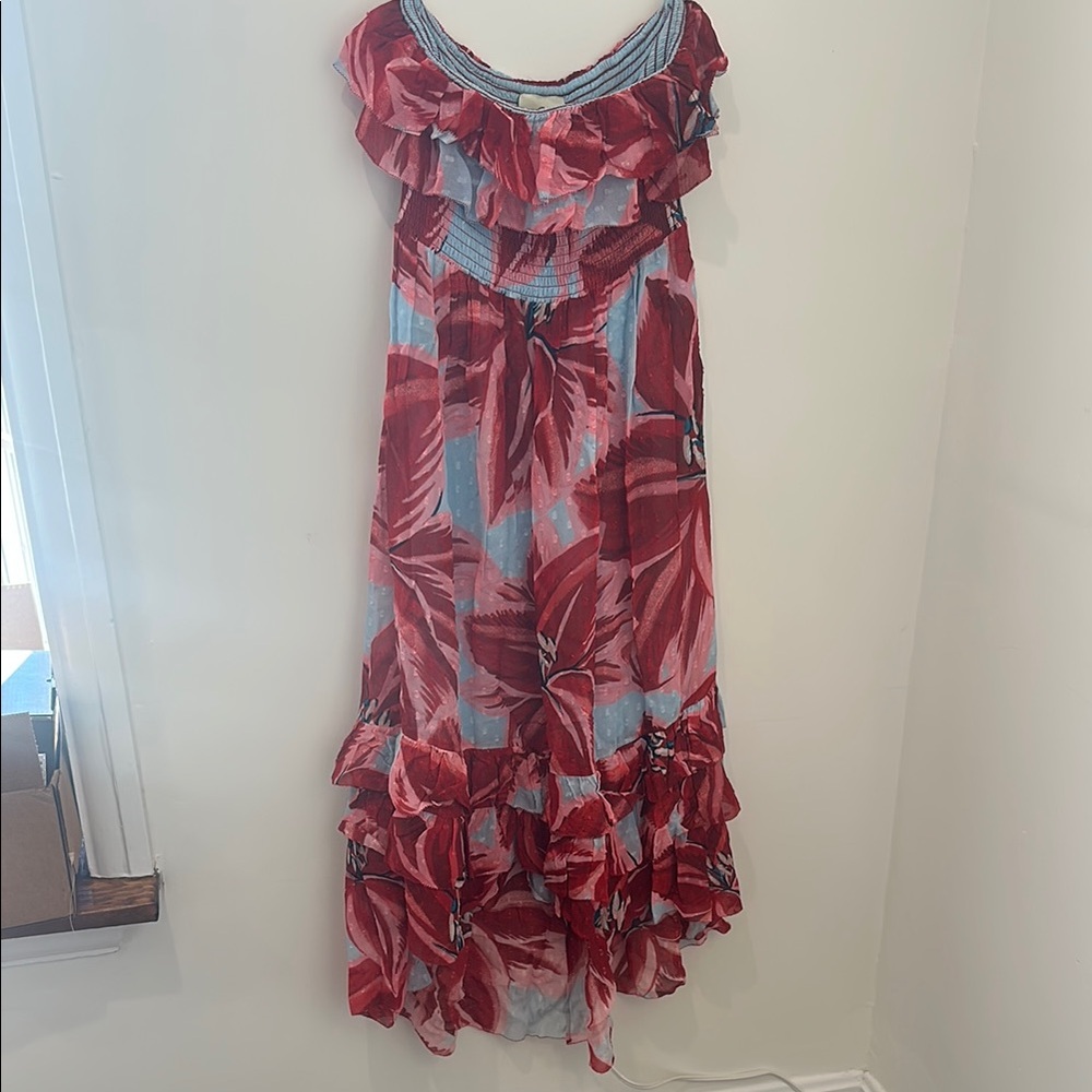 Farm Rio Ruffle Strapless Dress